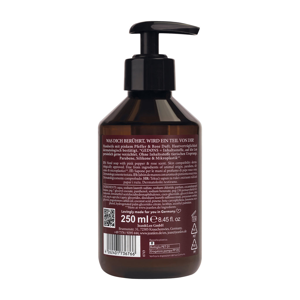 Jean&Len Pink Pepper & Dark Rose hand soap, 250 mL