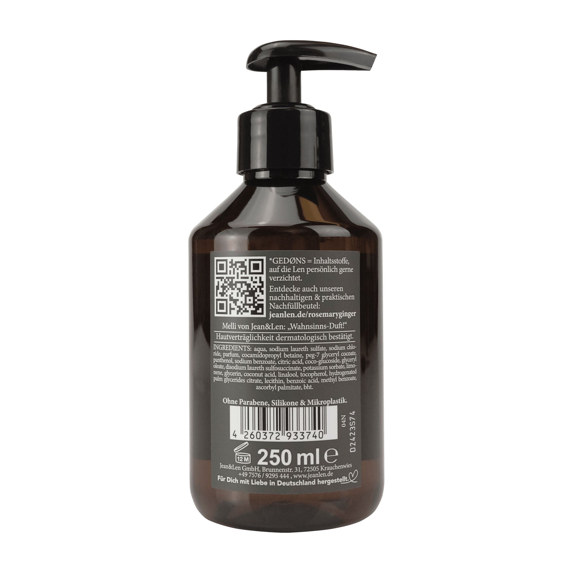 Jean&Len Savon pour les mains Romarin et gingembre, 250 ml