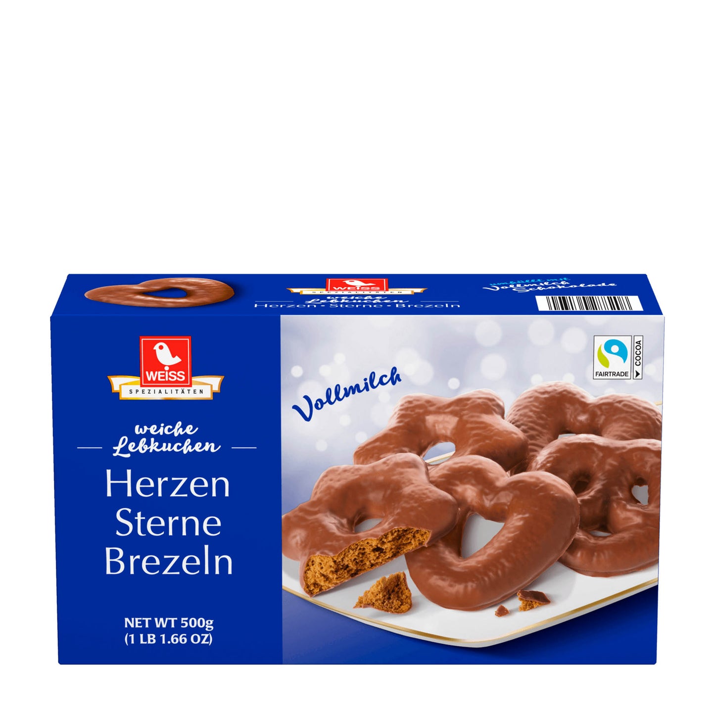 Weiss Soft Lebkuchen Herzen Sterne Brezel, 500 g