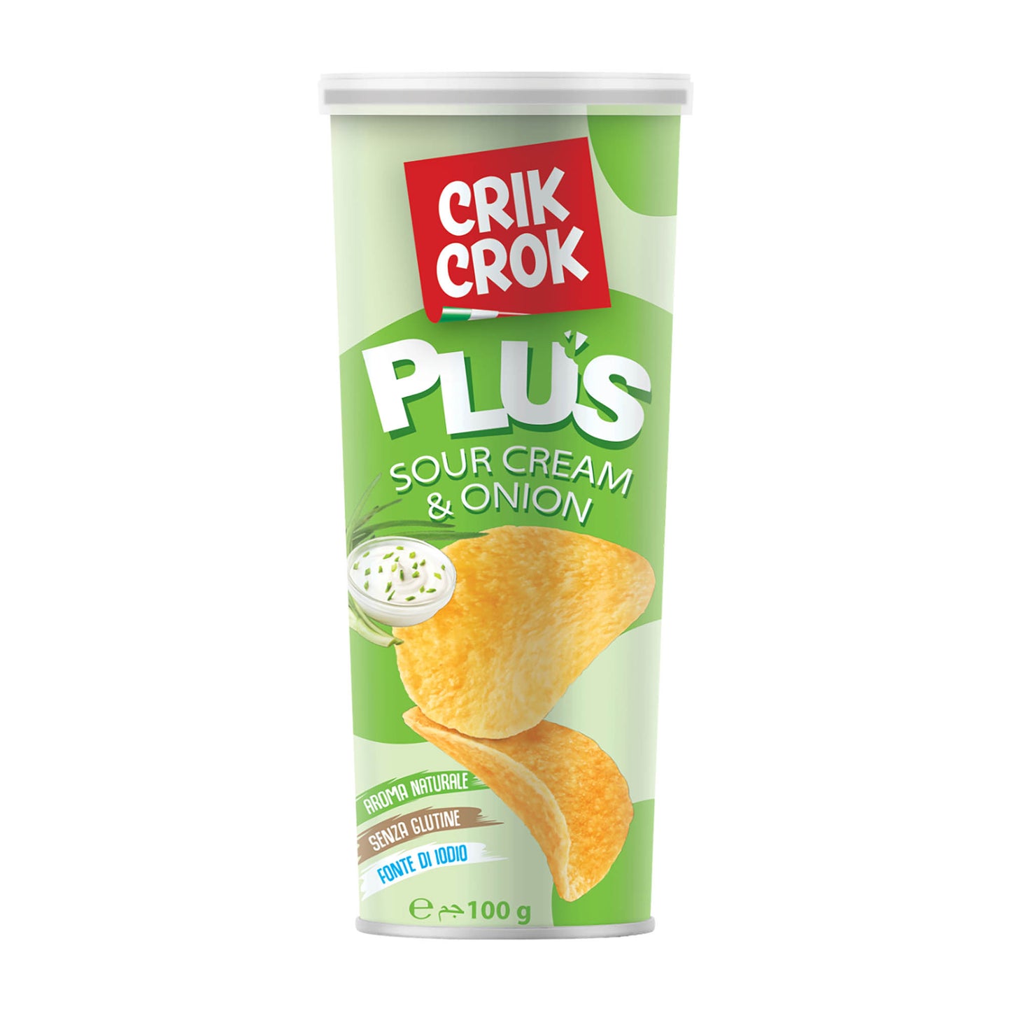 Crik Crok Sour Cream & Onion gluten-free chips, 100 g