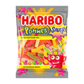 Haribo Sour Fries gummy candy packaging on a white background.