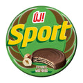 Sport Dark Chocolate & Hazelnut wafer medal with green and brown design