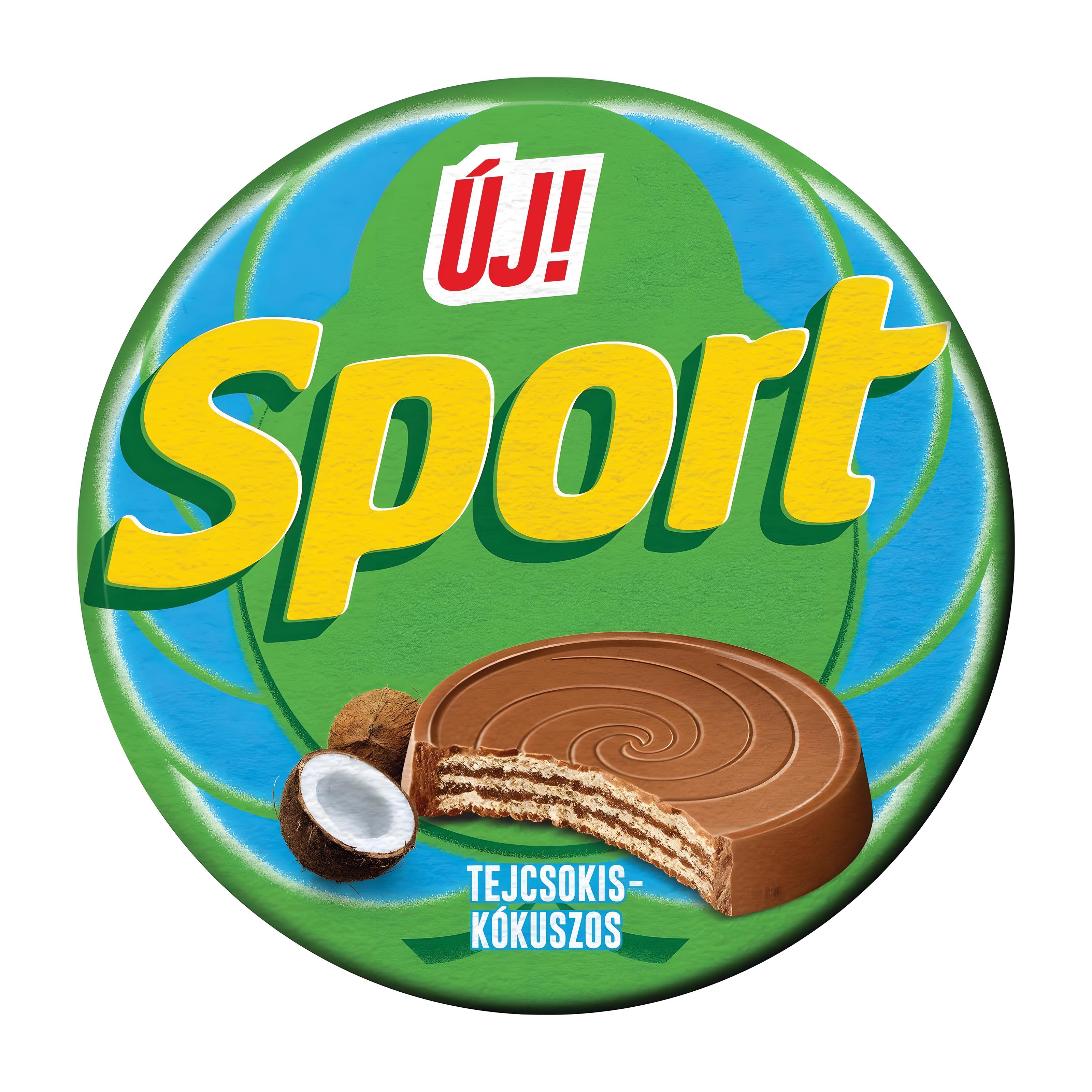 Sport Milk Chocolate & Coconut Wafer Medal packaging on a background