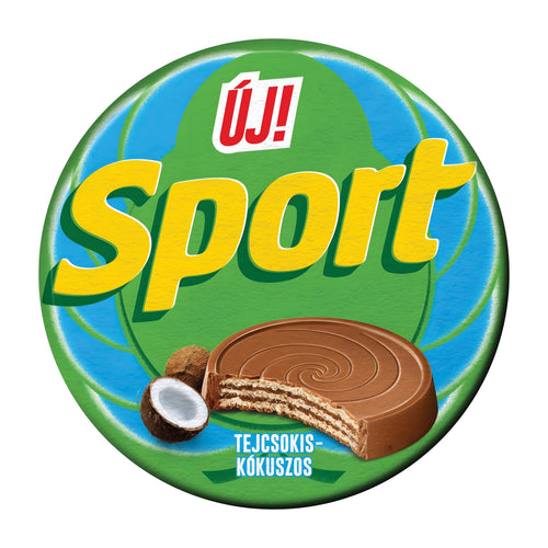 Sport Milk Chocolate & Coconut Wafer Medal packaging on a background