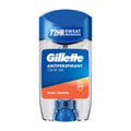 Gillette Sport Triumph antiperspirant clear gel stick with blue and orange design on a white background