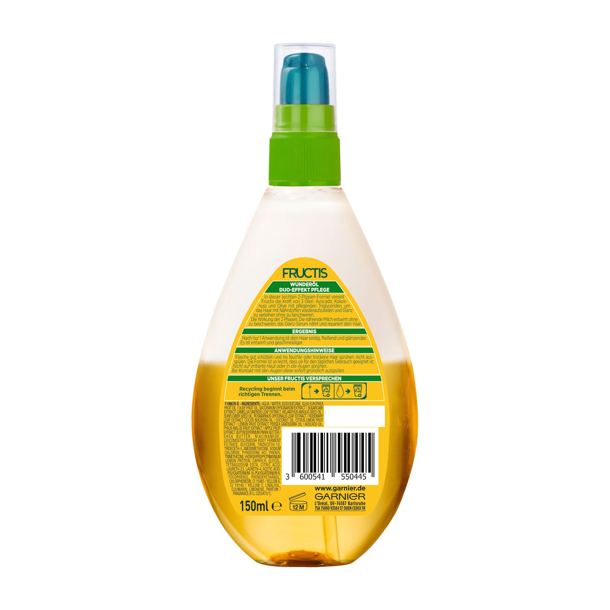 Garnier Fructis Wonder Oil duo-effect care milk + serum leave in, 150 mL