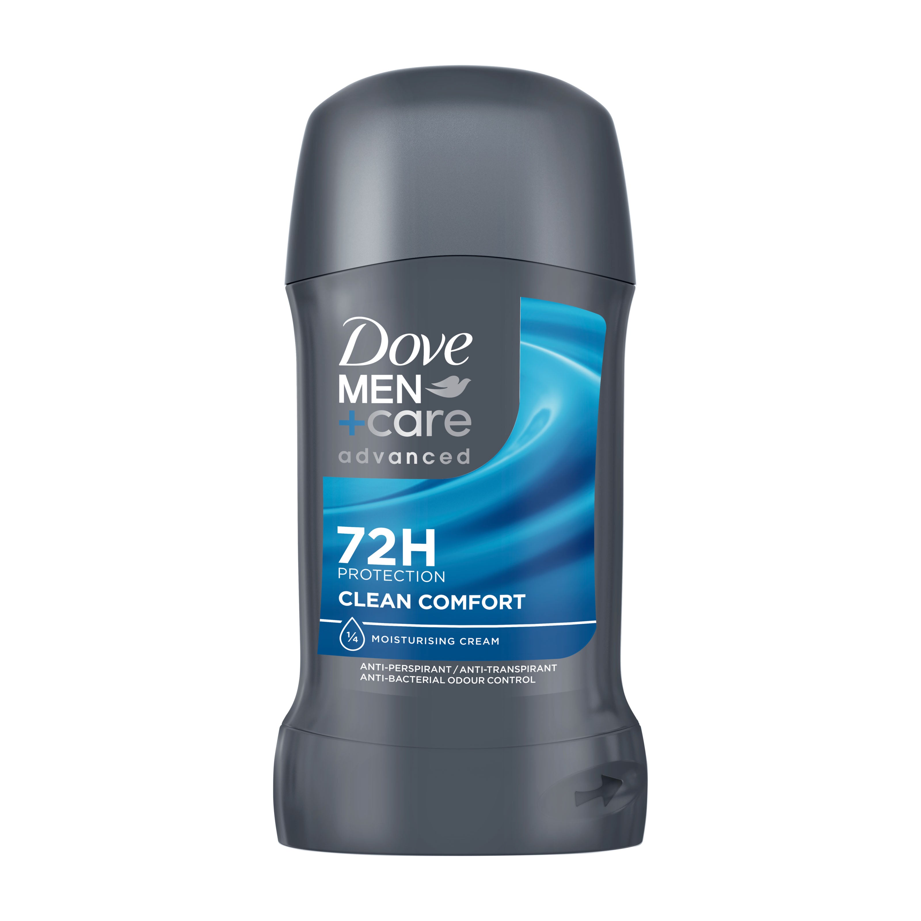 Dove Men+Care advanced clean comfort antiperspirant stick on a white background