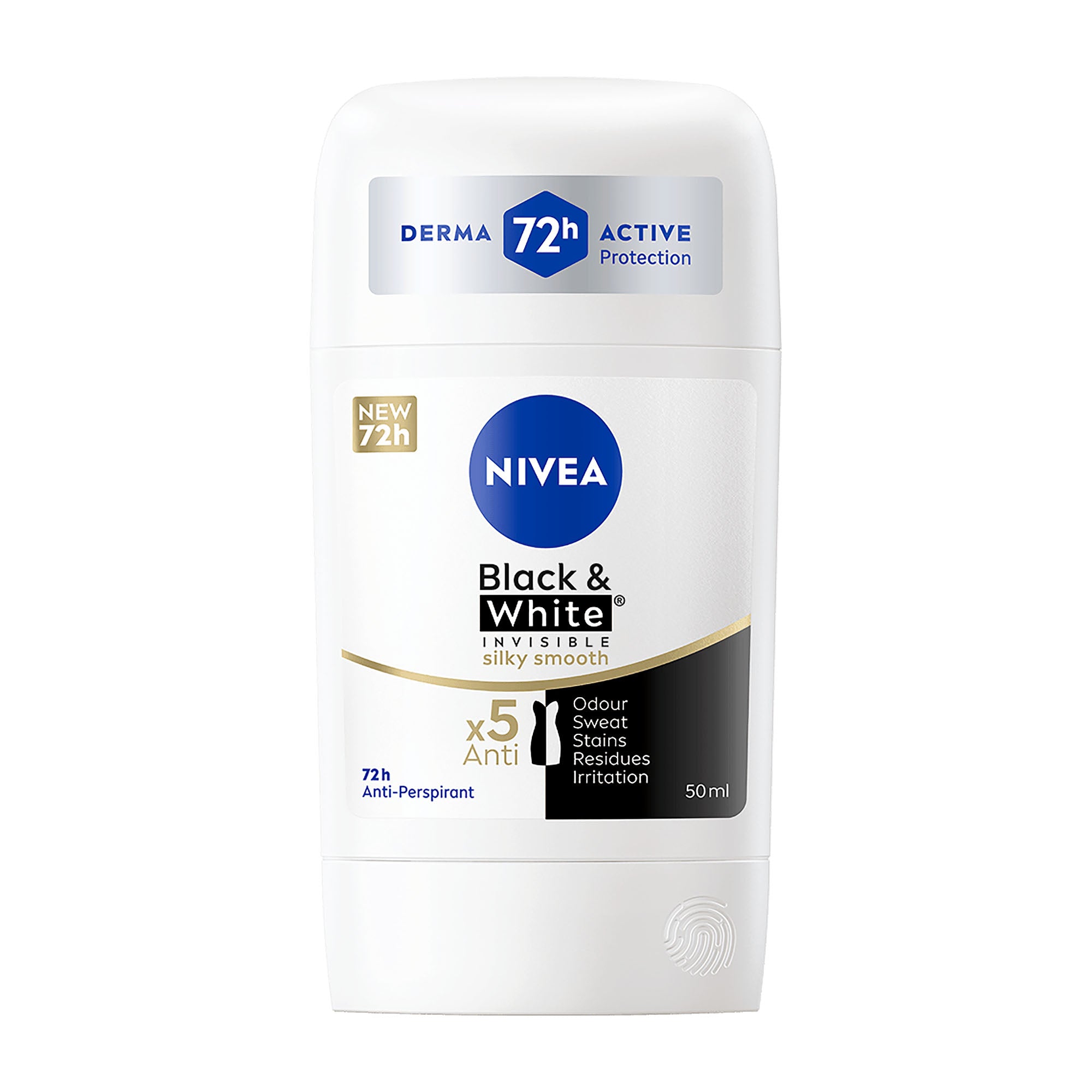 Nivea Black & White Invisible Silky Smooth 72h Antitranspirant-Stick, 50 ml