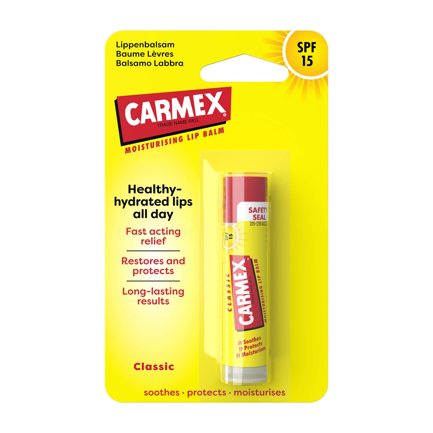 Carmex Classic spf15 lip balm stick, 4.25 g