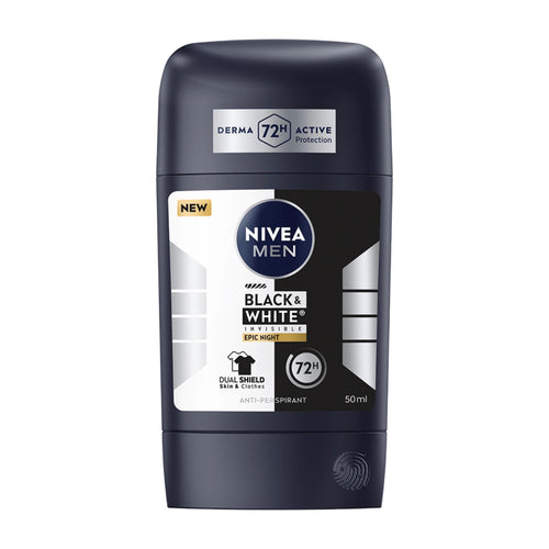 Nivea Men Black & White Epic Night Antiperspirant Stick on a white background.