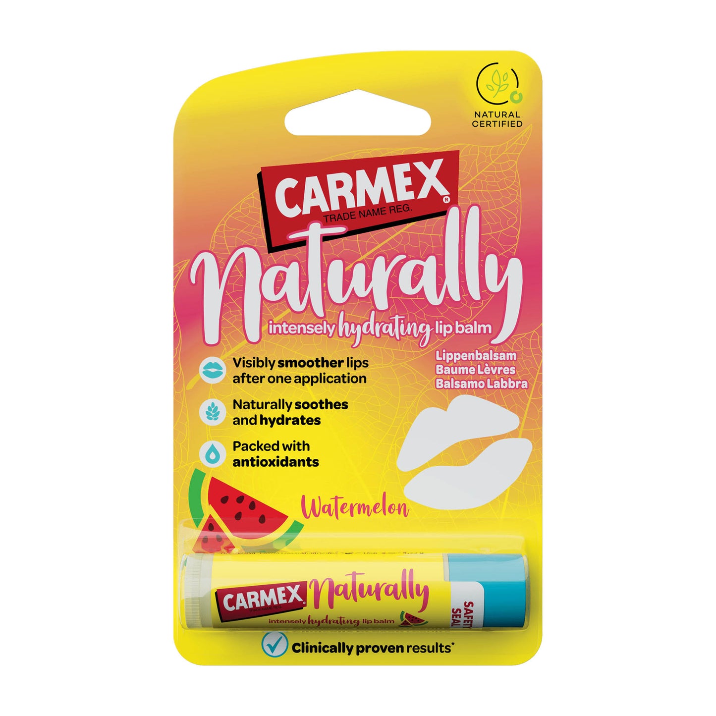 Carmex Naturally Watermelon lip balm stick, 4.25 g