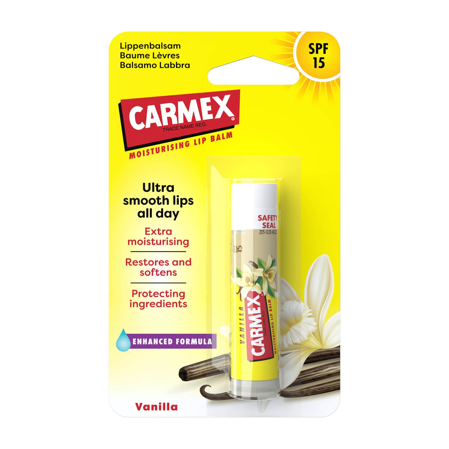 Carmex Vanilla spf15 lip balm stick, 4.25 g