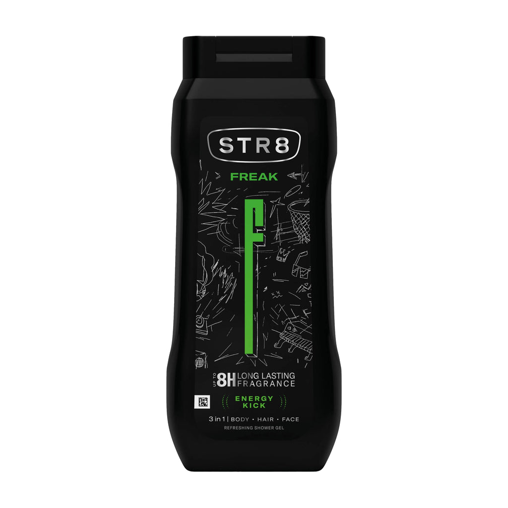 STR8 Freak shower gel bottle on a white background
