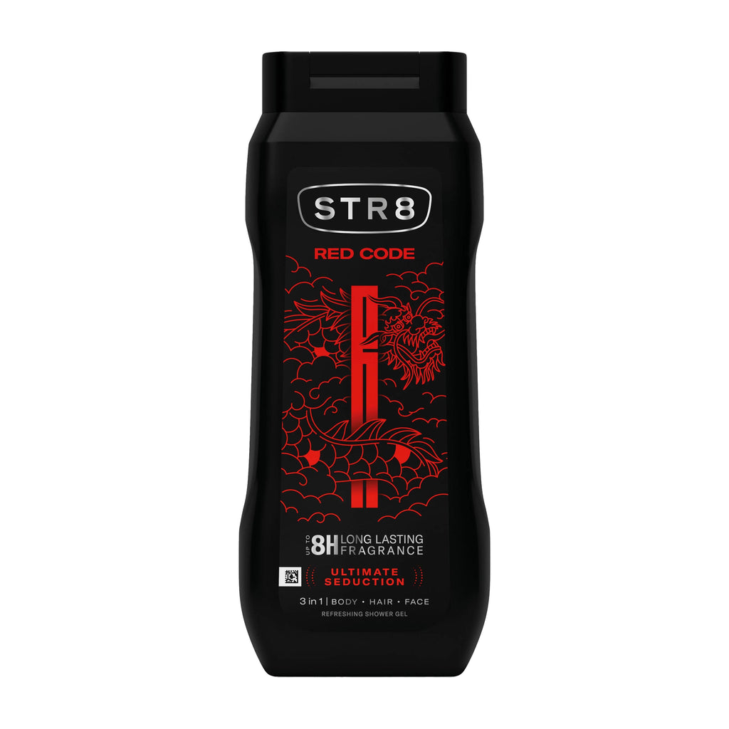 STR8 Red Code shower gel bottle on a white background.