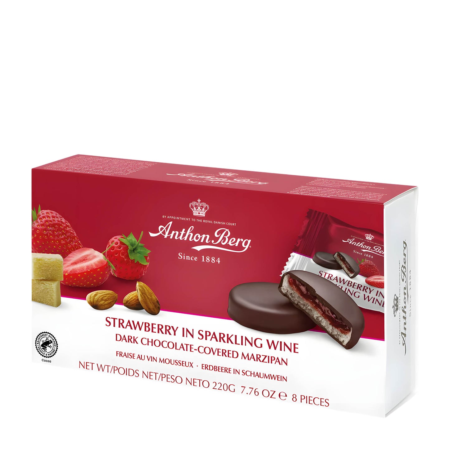 Anthon Berg Erdbeere in Champagner-Marzipan, 220 g