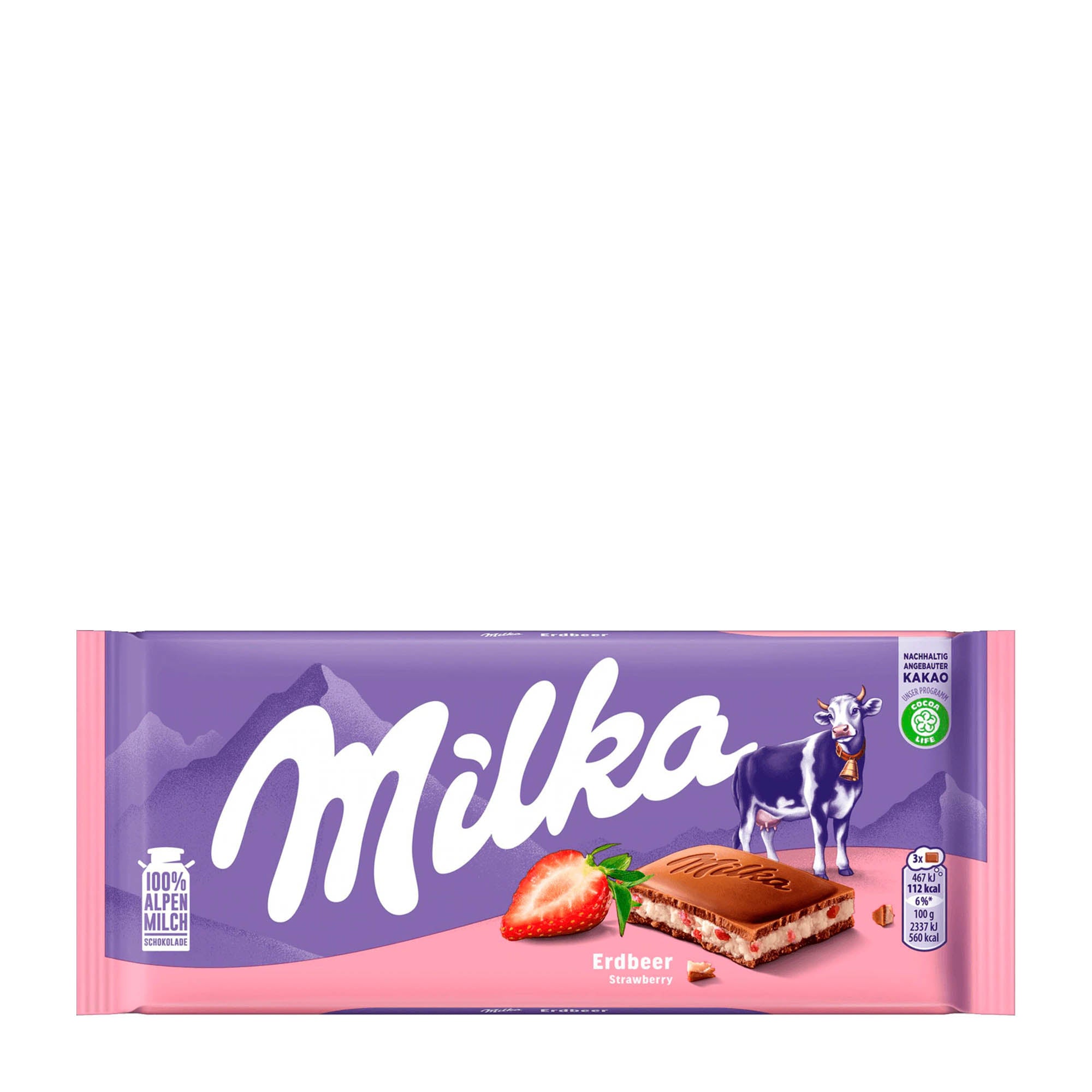 Milka Strawberry milk chocolate bar, 100 g
