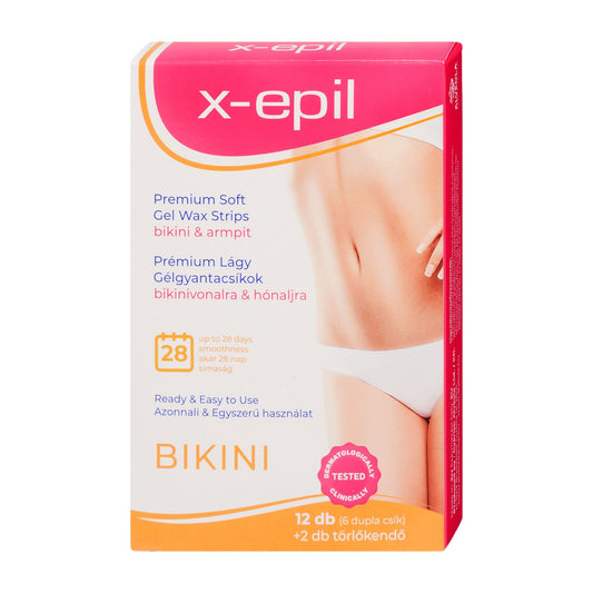 X-Epil Bikini & Armpit premium soft gel wax strips, 12 Count