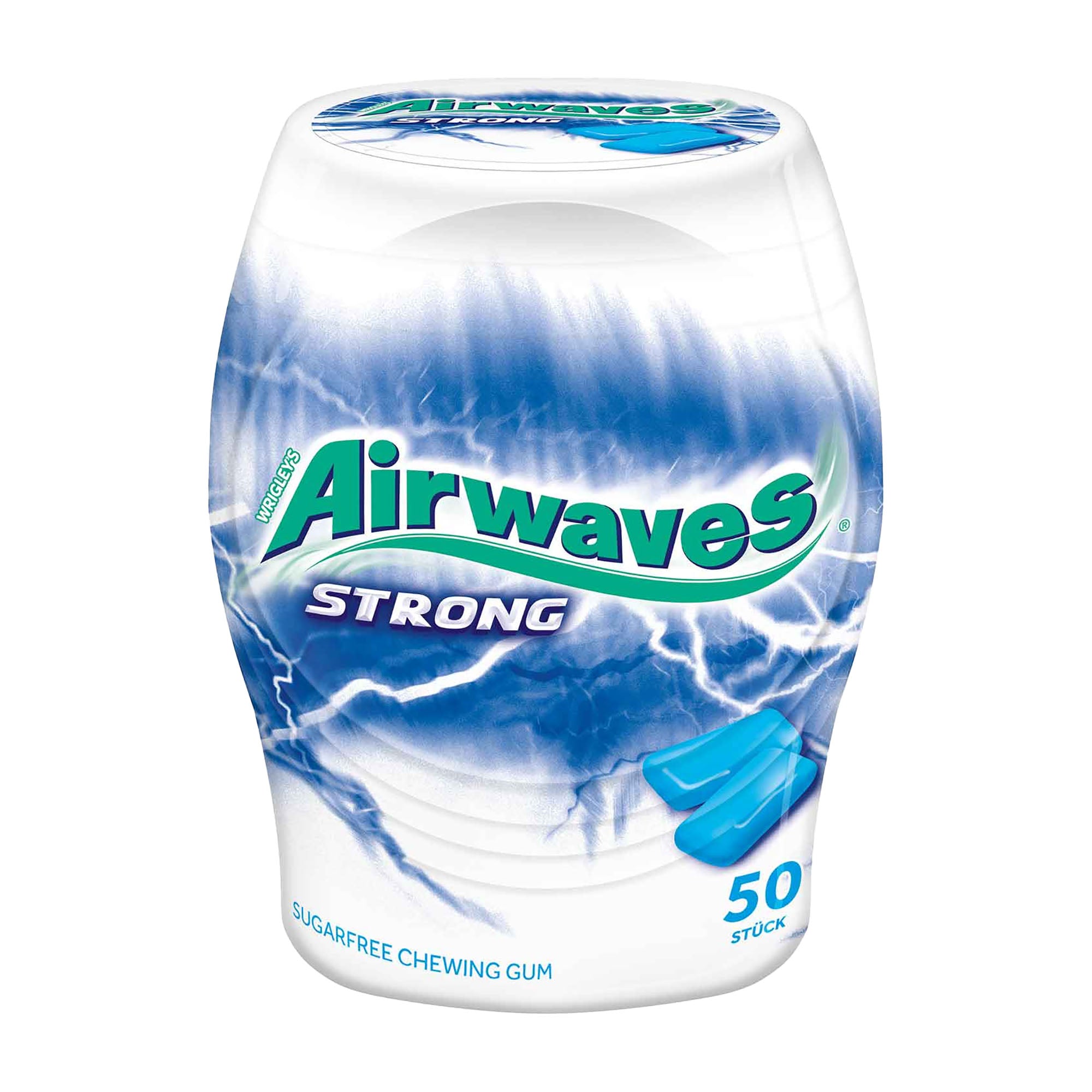Airwaves Strong chewing gum container with blue and white design