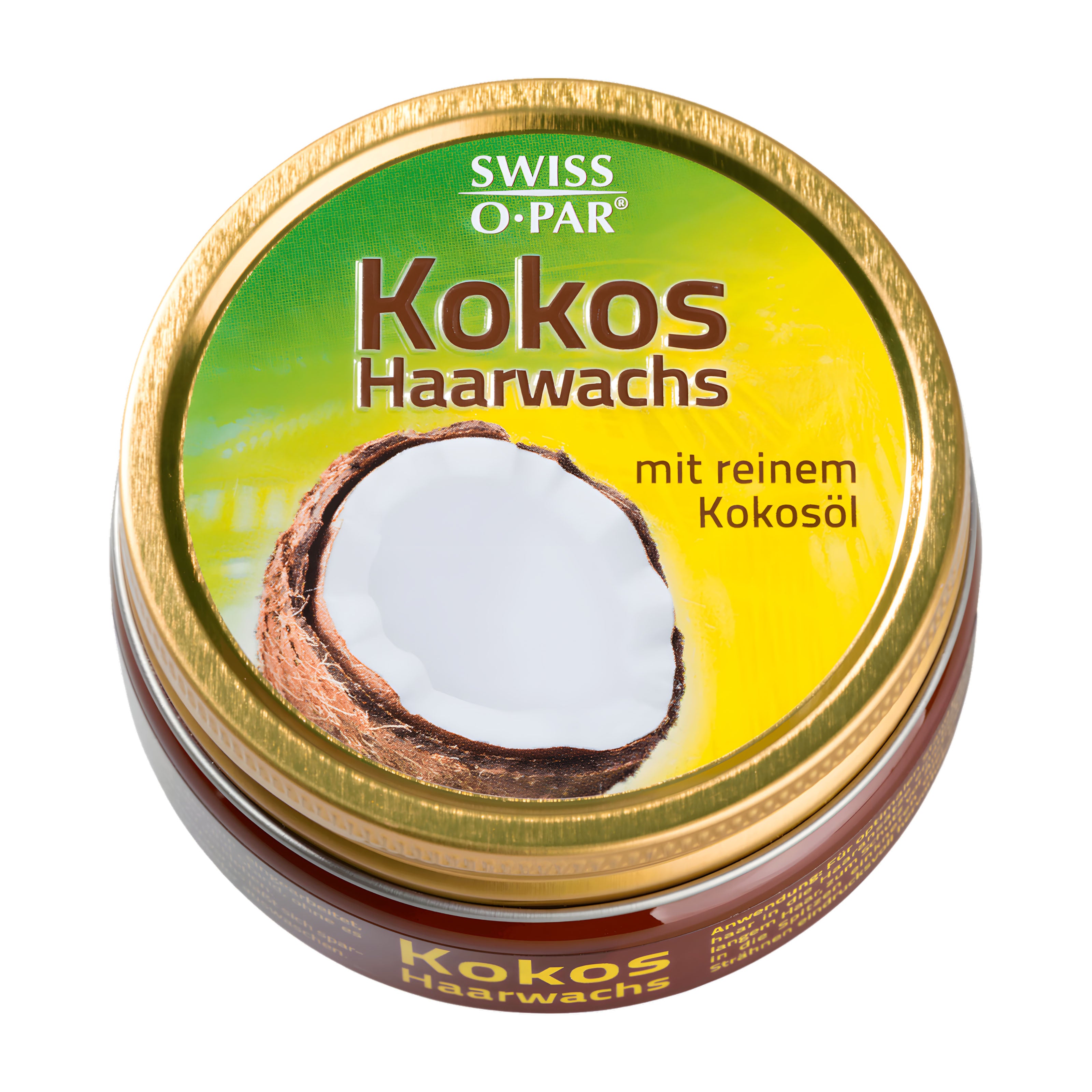 Swiss o Par Coconut Hair Wax packaging on a white background