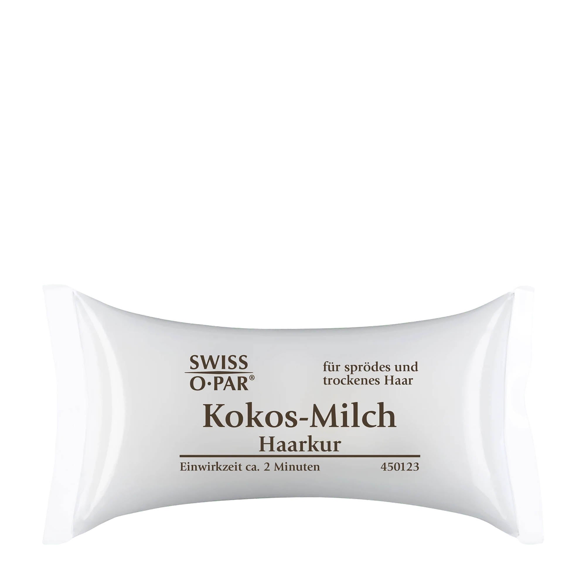 Swiss o par coconut and milk hair treatment on a white background