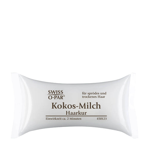 Swiss o par coconut and milk hair treatment on a white background