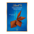 Packaging of Lindt Swiss Thins Milk Chocolate Bars showing the product name and an image of the chocolate bars.