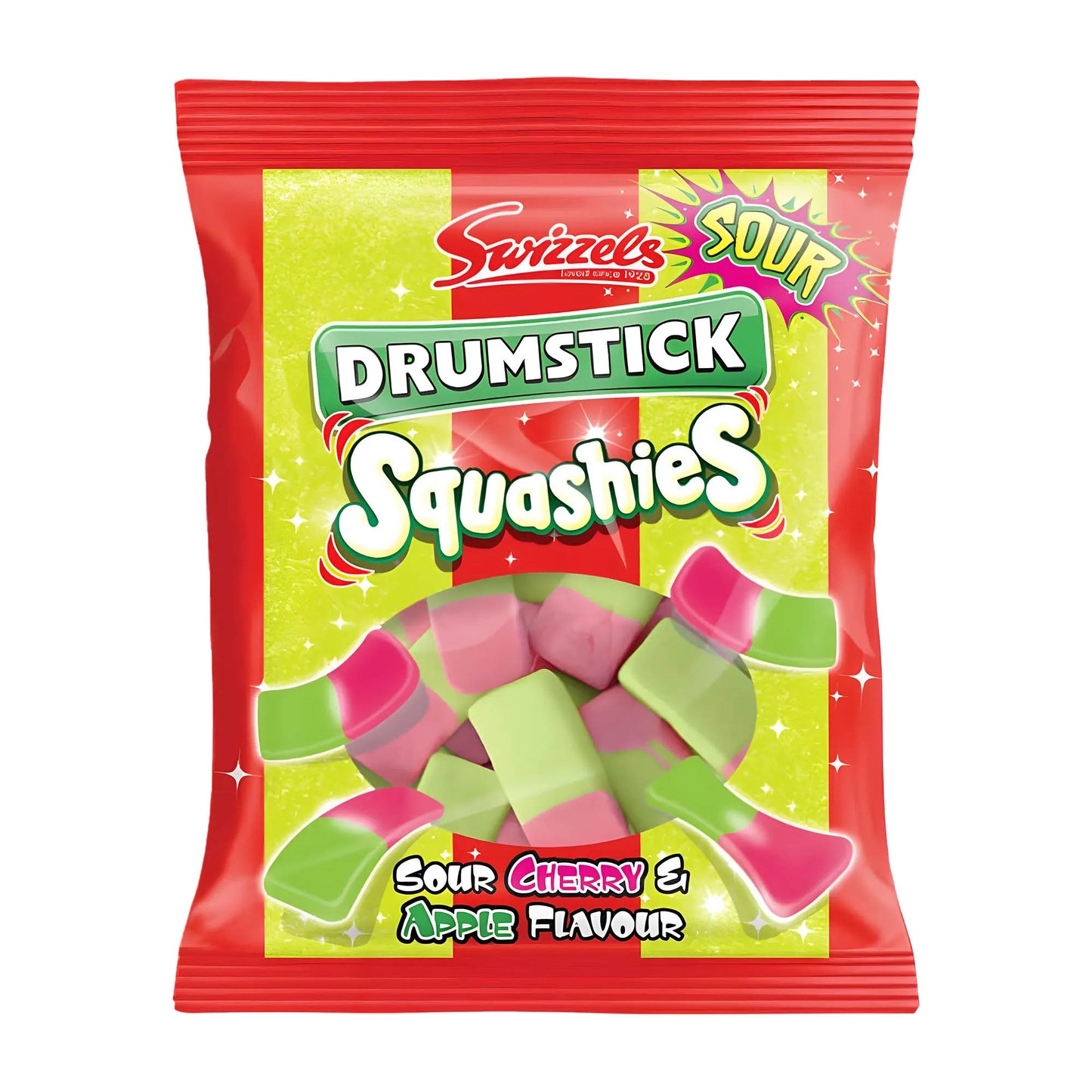 Swizzels Drumstick Squashies Sauerkirsche & Apfelschaumzucker, 120 g