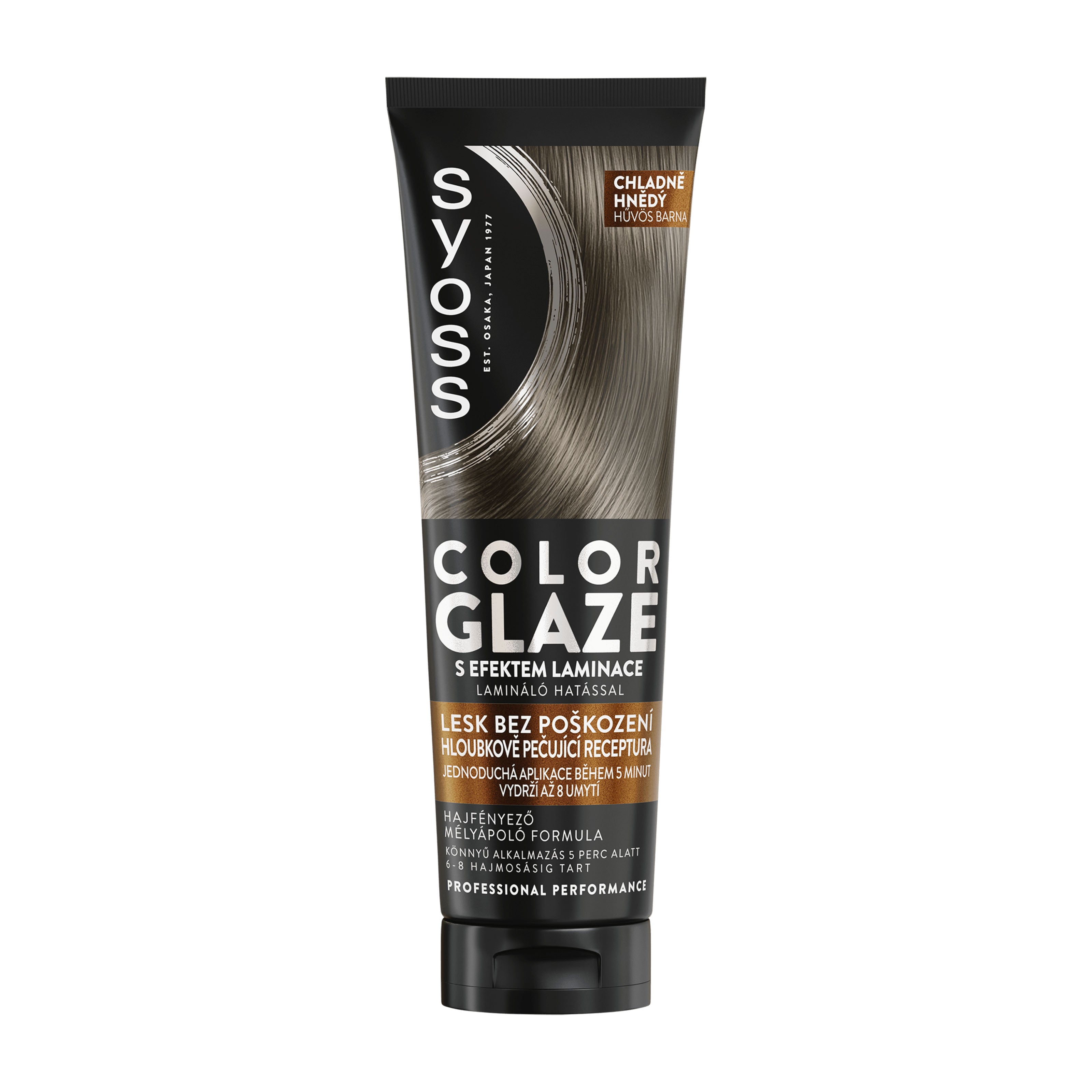 Syoss Color Glaze Cool Brown glossing toner tube on a white background