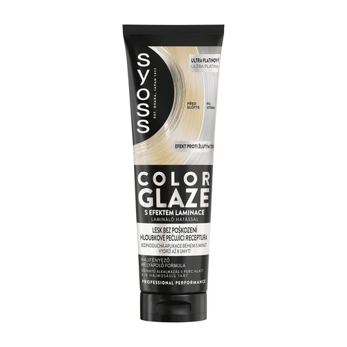 Syoss Color Glaze Ultra Platinum hair glossing toner tube on a white background