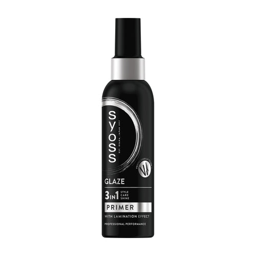 Syoss Glaze Hair Primer Spray bottle on a white background