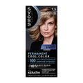 Packaging of Syoss Professional 7_5 Natural Ash Blonde permanent color hair dye with an effect, featuring an image of a woman with ash blonde hair.