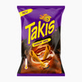 A bag of Takis Smokin' BBQ chips on a plain white background. The packaging is primarily purple with large yellow 'Takis' lettering, a yellow 'NEW' banner, and an appetizing graphic of the chips with sauce and smoke.