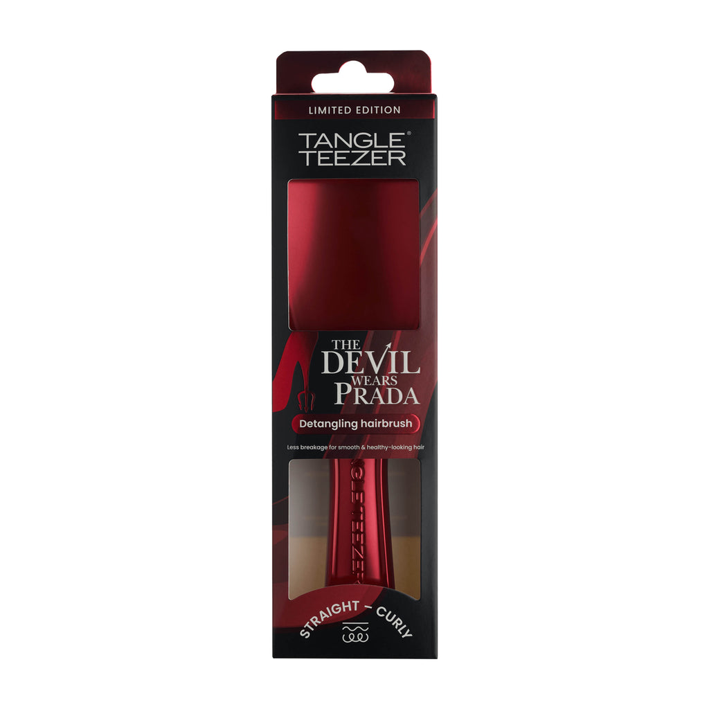 Tangle Teezer The Devil Wears Prada regular detangling hairbrush packaging on a white background.