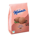 Packaging of Manner Tortchen Choco Brownie Wafer Tartlets showing the product name and images of the chocolate wafer tartlets.