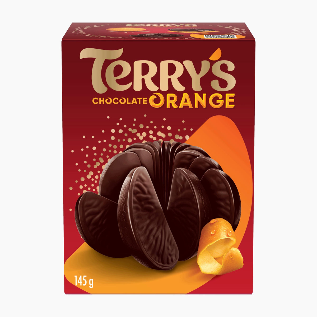 Terry's Chocolate Orange Dark packaging on a light gray background.