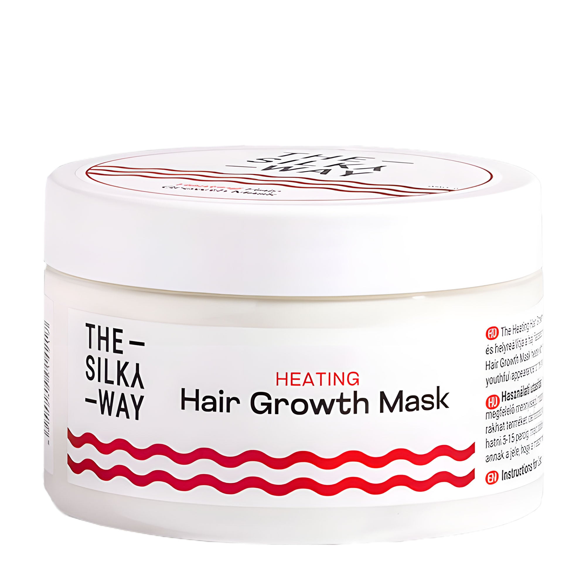 Jar of TheSilkyWay Heating Hair Growth Mask on a white background.