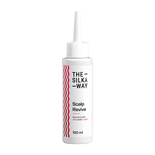 Bottle of TheSilkyWay Scalp Revive Exfoliating Serum on a white background.