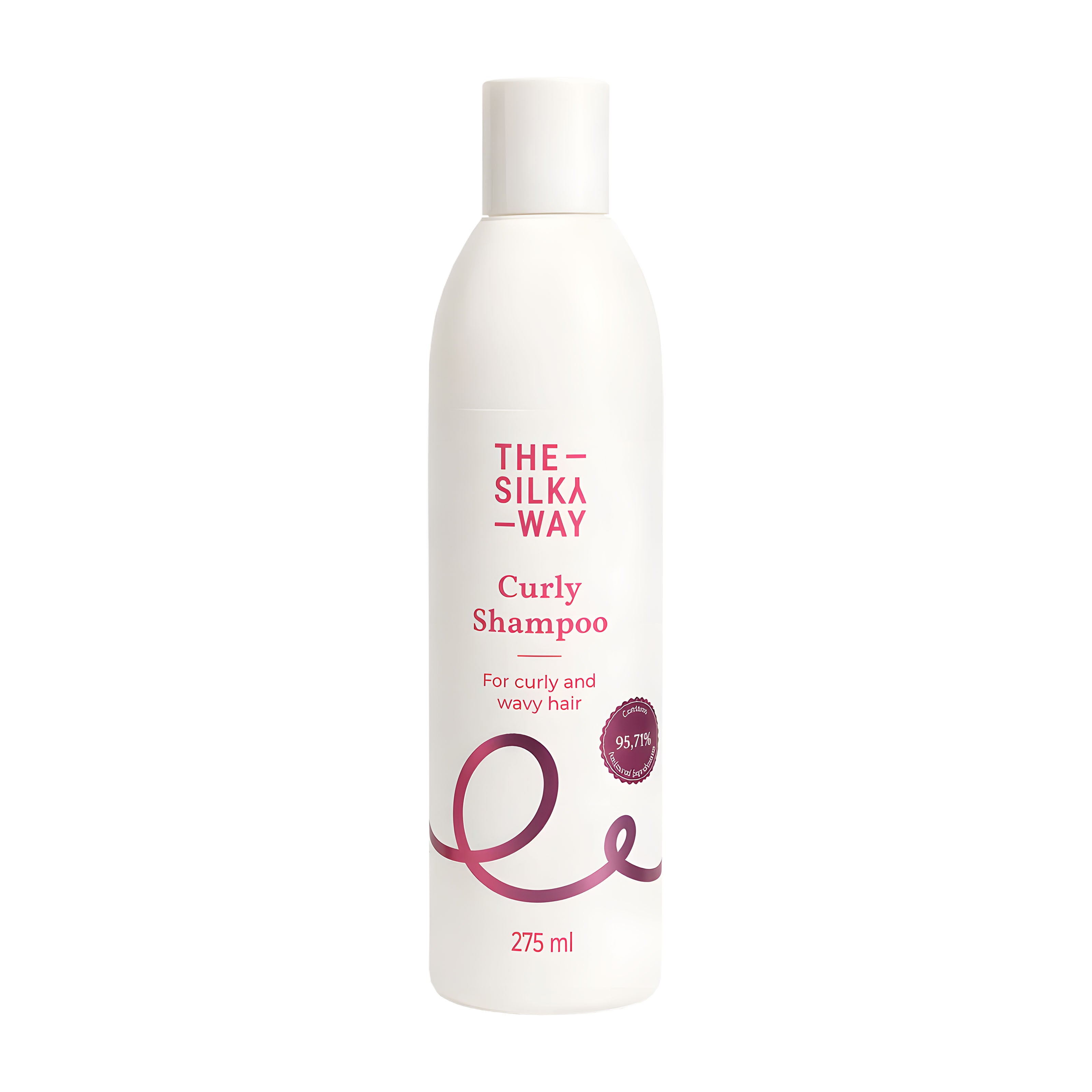 The Silky Way Curly Shampoo bottle on a white background