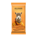 Heilemann Confiserie caramel coffee chocolate bar packaging with a llama illustration on an orange background