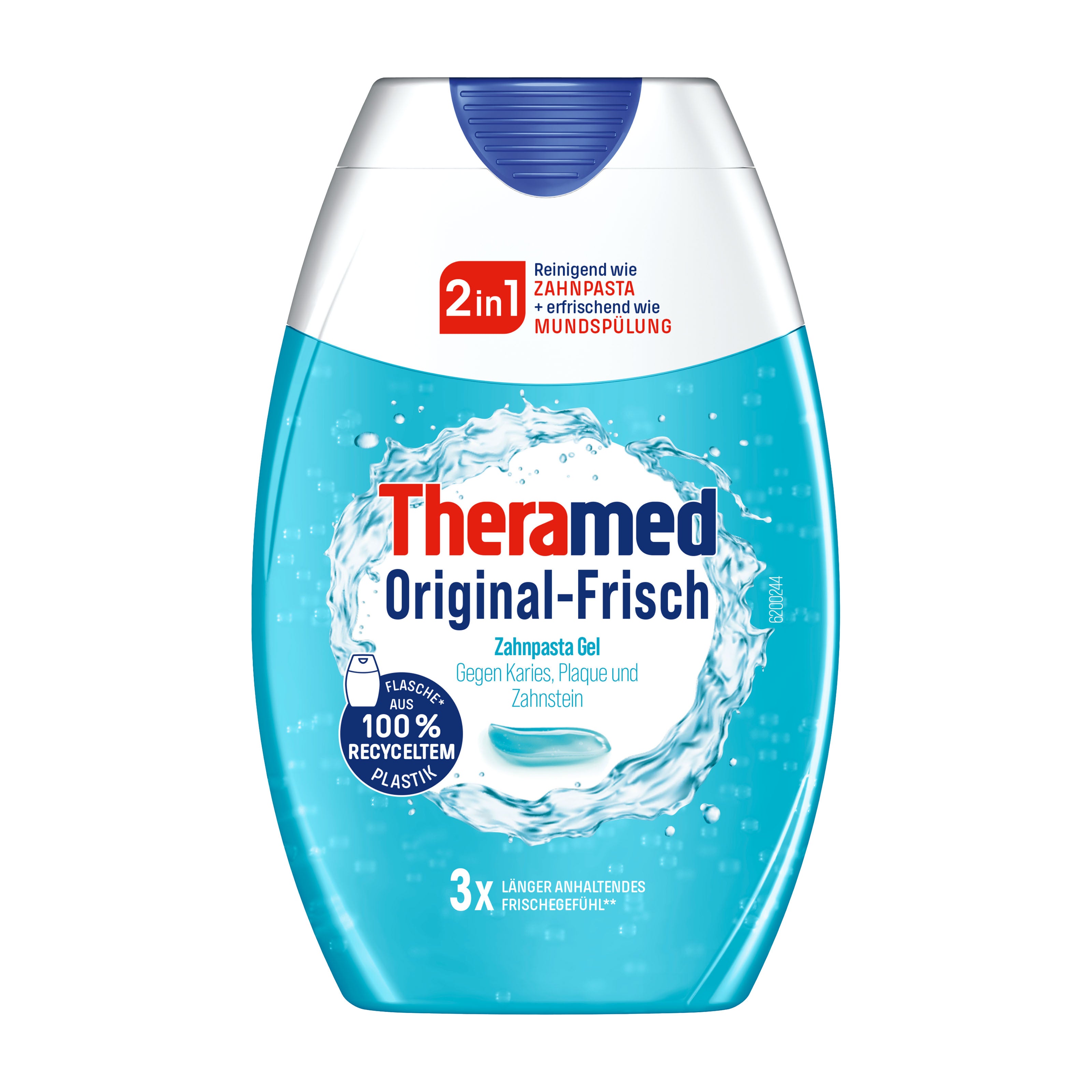 Theramed Original-Fresh toothpaste gel bottle on a white background