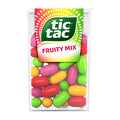 Tic Tac Fruity Mix packaging with colorful candies on a white background