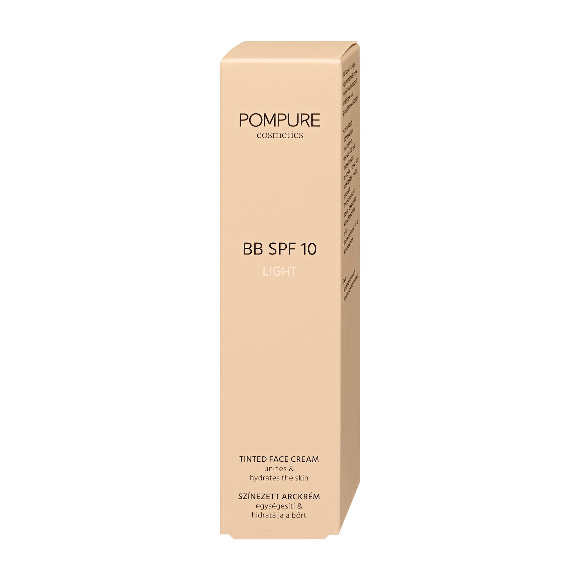 Pompure BB SPF 10 light tinted face cream box on a white background