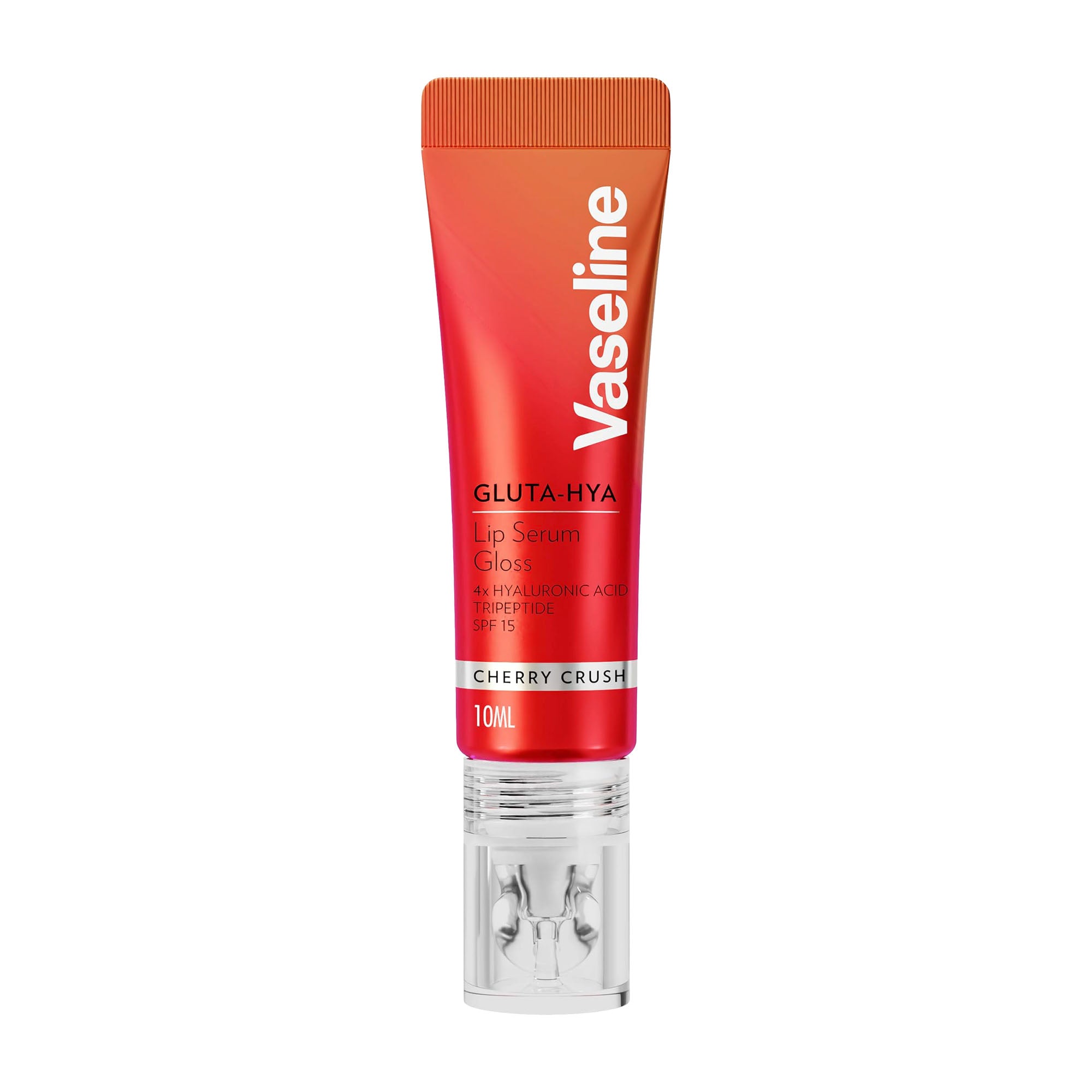 Vaseline Gluta-Hya Cherry Crush lip serum tube on a white background