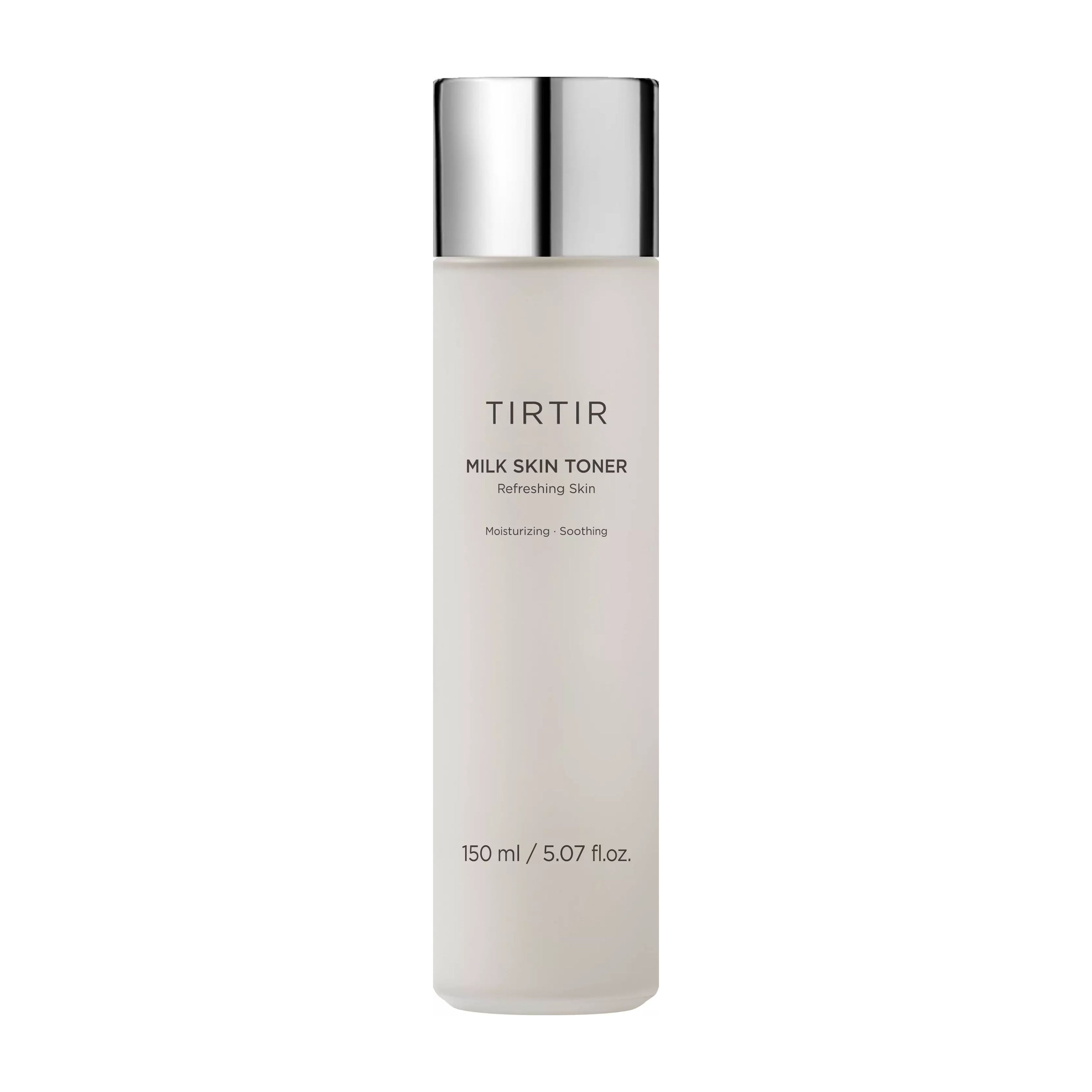 TIRTIR milk skin toner bottle on a white background