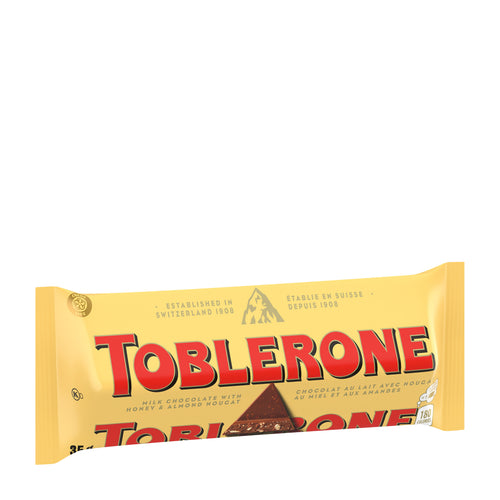 Toblerone chocolate bar packaging on a white background