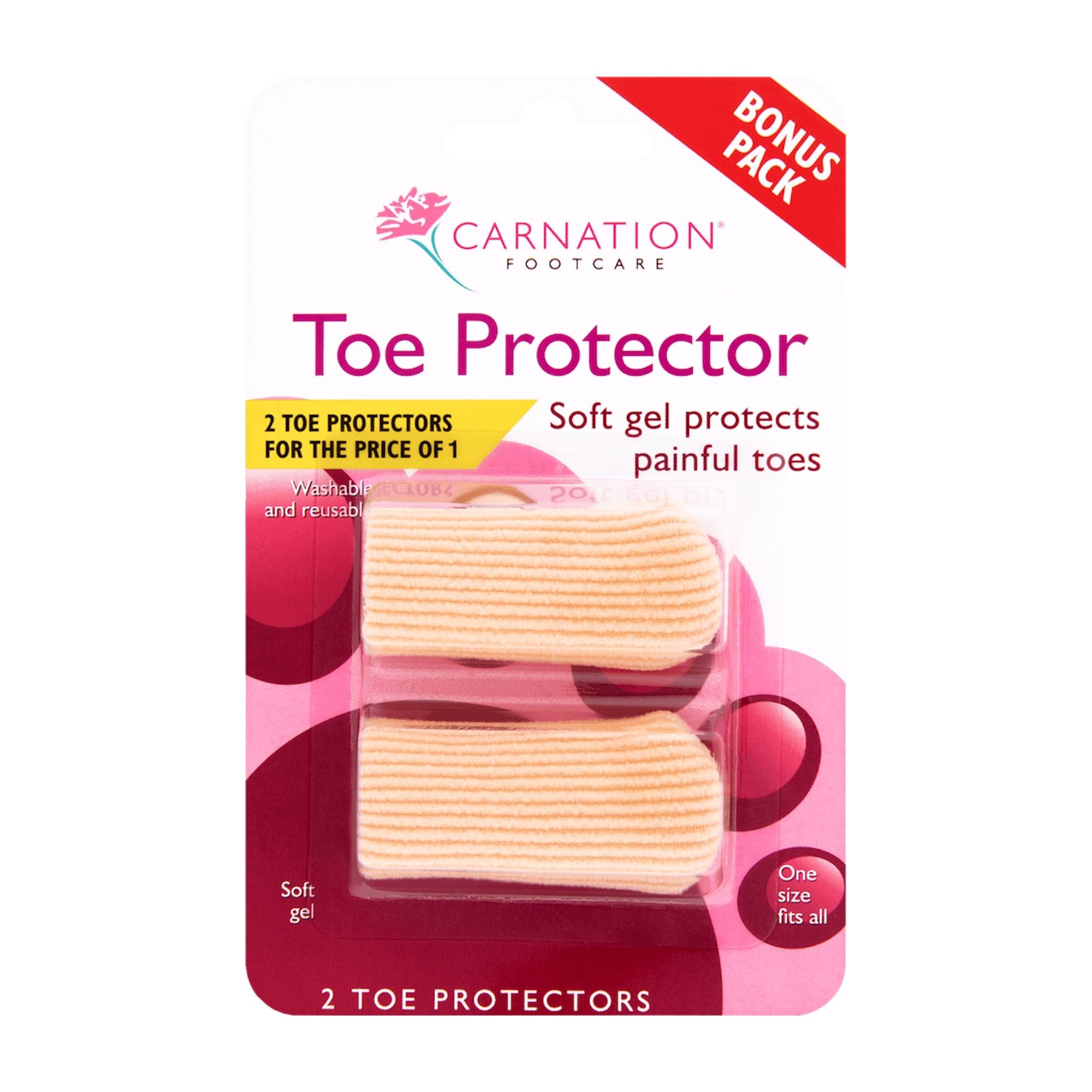 Carnation Toe Protector soft gel, 2 Count – Peppery Spot