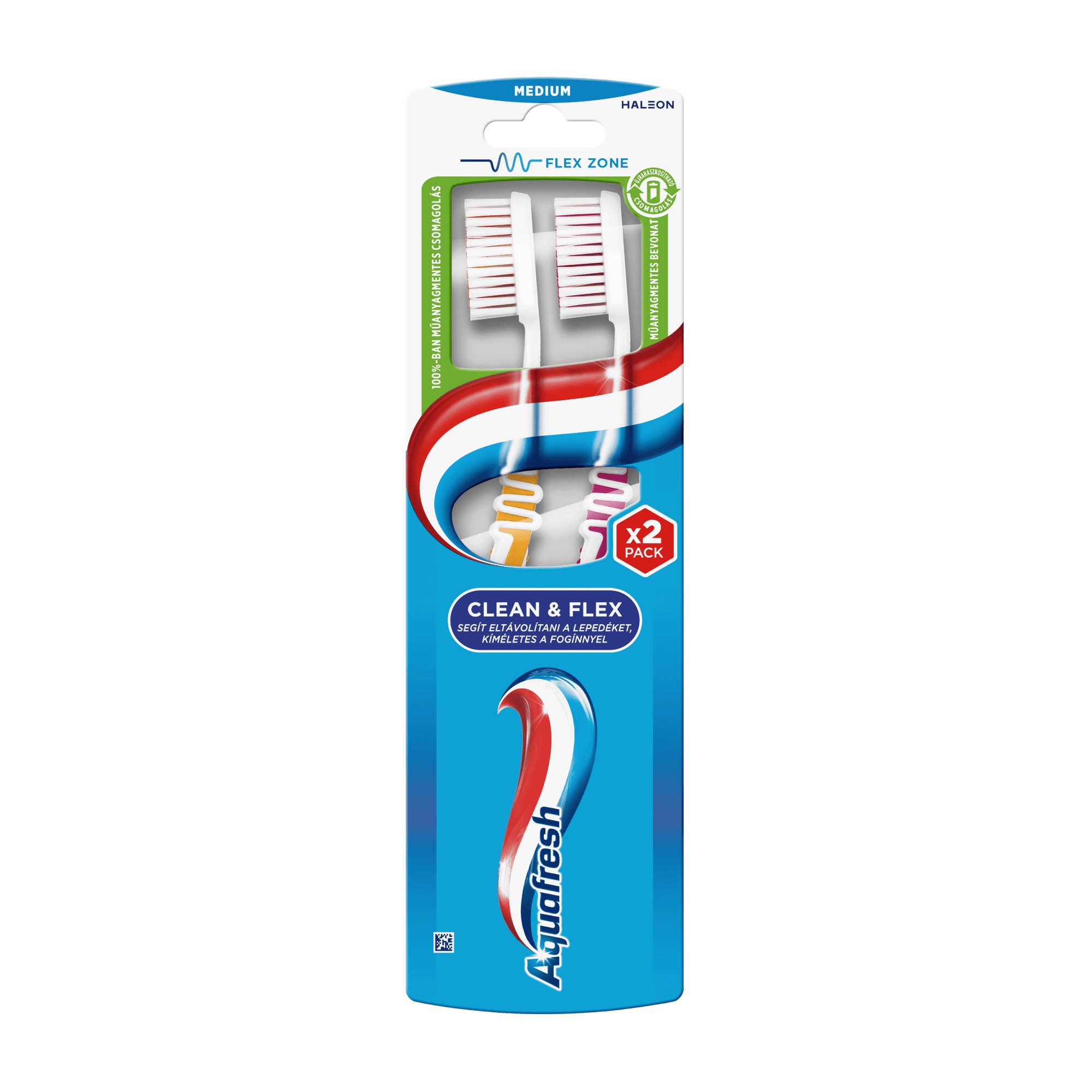 Aquafresh Clean & Flex medium manual toothbrush duopack, 2 Count