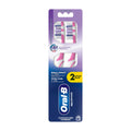 Pack of Oral-B Pro-3D White toothbrushes with purple-blue and white packaging on a white background
