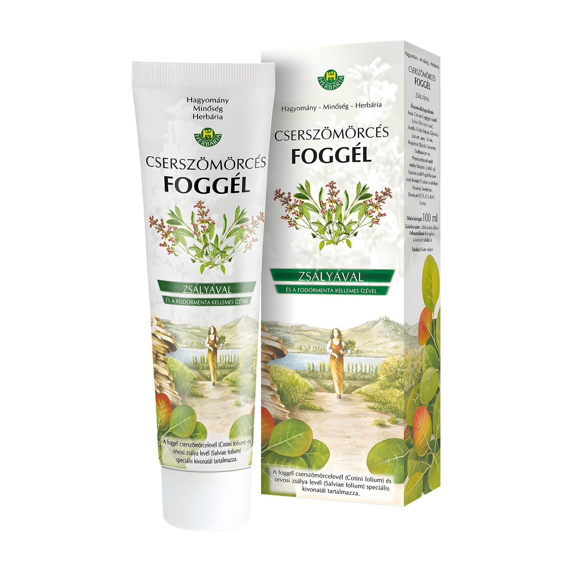 Herbaria Perückenstrauchwasser mit Salbei & Krauseminze Zahngel, 100 mL