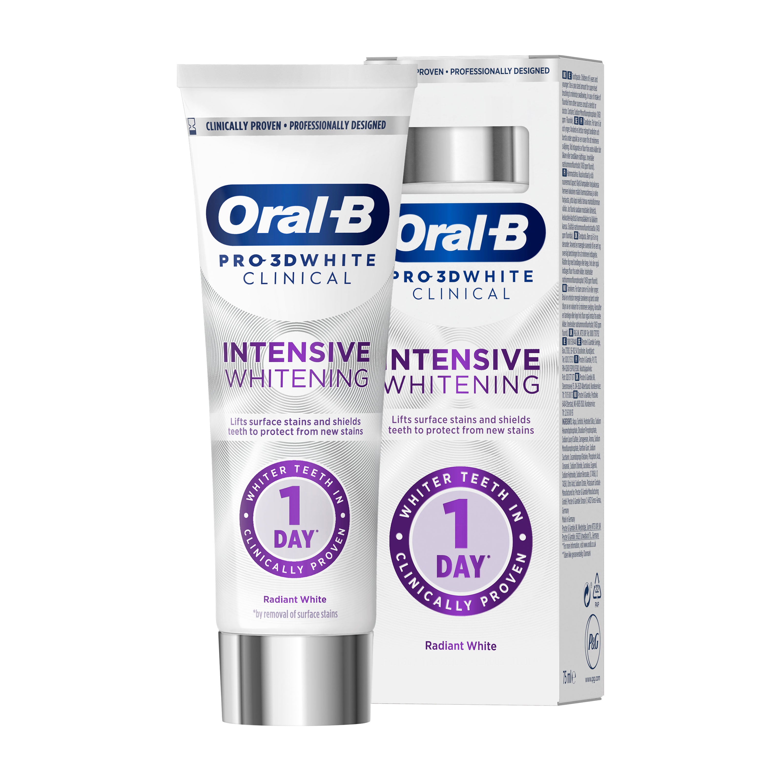 Oral-B Toothpaste Pro-3D White Clinical Intensive Whitening Radiant White, 75 mL